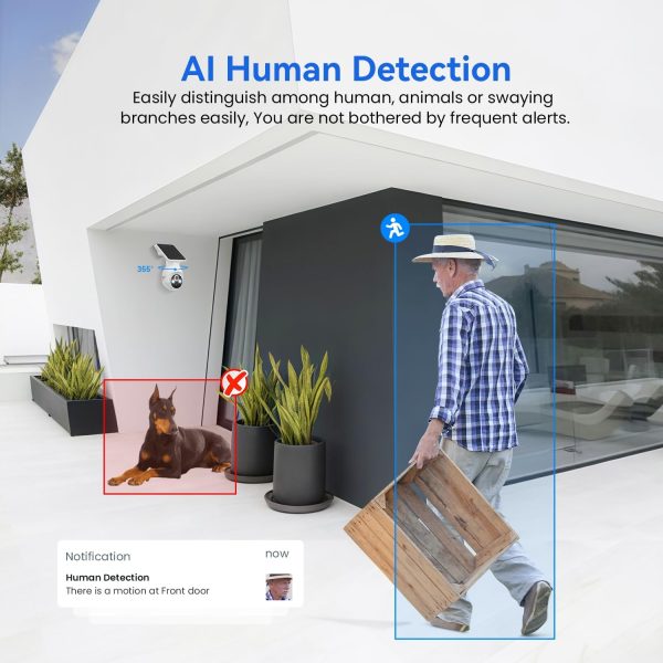 1080p WiFi Security Camera with Solar Panel, Battery Powered, Pan Tilt, AI Motion Detection, Night Vision, 2-Way Talk, IP65, Cloud Storage (Sold Separately), 2.4GHz WiFi Only - Image 3