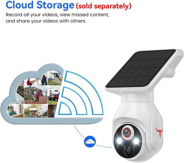 1080p WiFi Security Camera with Solar Panel, Battery Powered, Pan Tilt, AI Motion Detection, Night Vision, 2-Way Talk, IP65, Cloud Storage (Sold Separately), 2.4GHz WiFi Only - Image 8