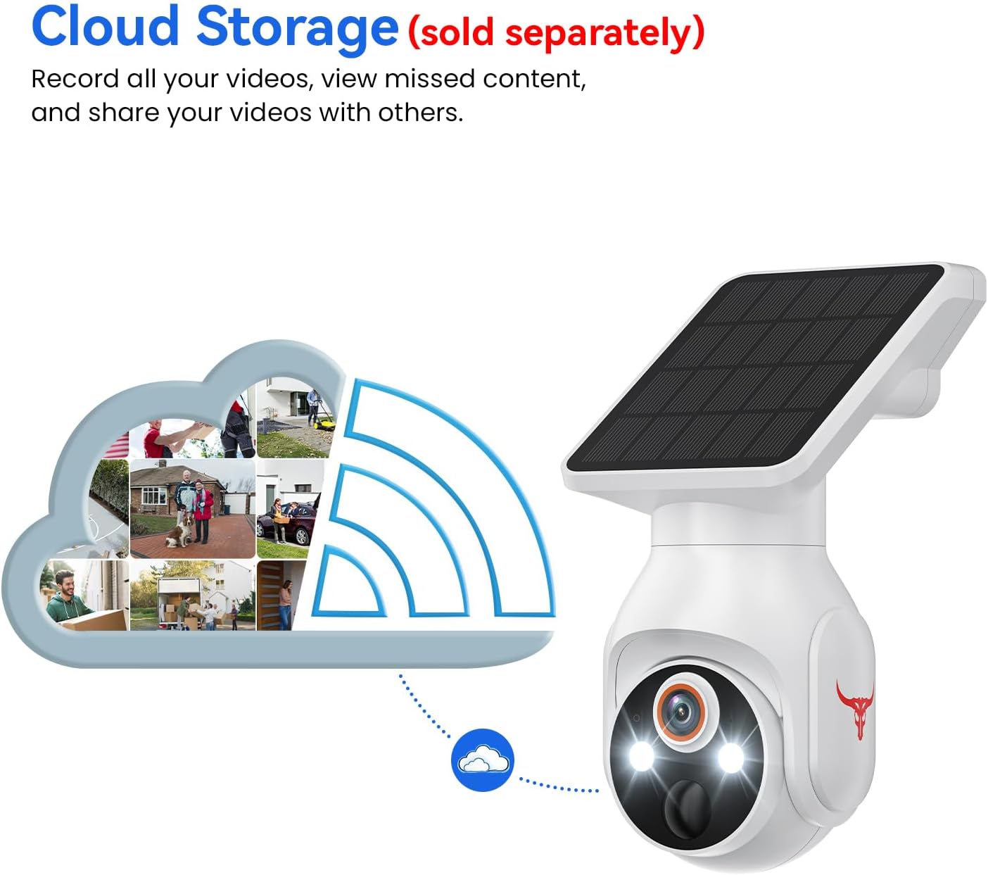 1080p WiFi Security Camera with Solar Panel, Battery Powered, Pan Tilt, AI Motion Detection, Night Vision, 2-Way Talk, IP65, Cloud Storage (Sold Separately), 2.4GHz WiFi Only - Image 8