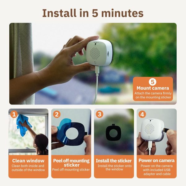 3MP 2K Window Camera,2.4GHz & 5GHz WiFi Indoor Cameras for Home Security with ChroMax Al Color Night Vision,Person & Motion Detection,24/7 Recording,Easy & Quick Install - Image 2