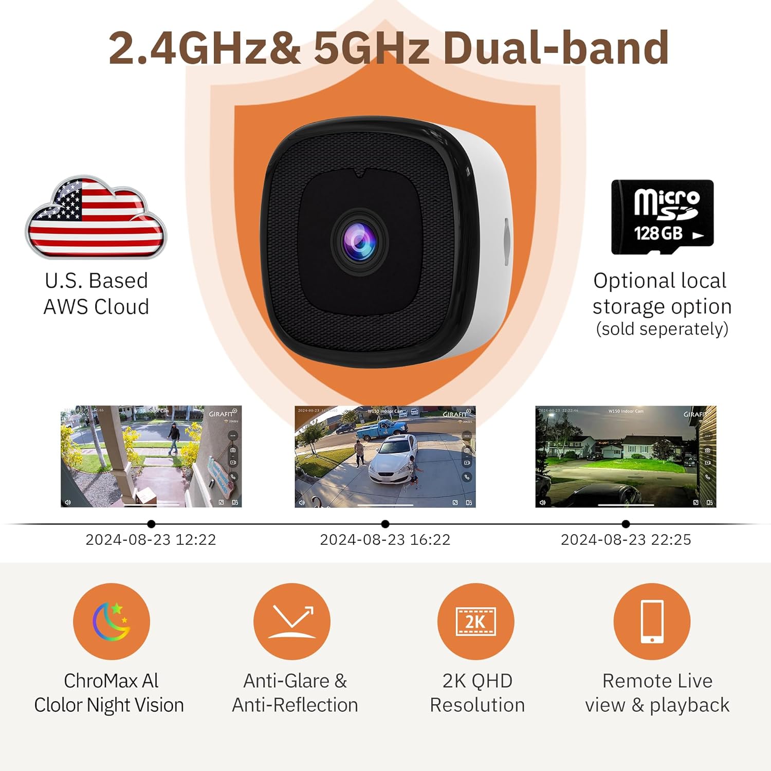 3MP 2K Window Camera,2.4GHz & 5GHz WiFi Indoor Cameras for Home Security with ChroMax Al Color Night Vision,Person & Motion Detection,24/7 Recording,Easy & Quick Install - Image 4