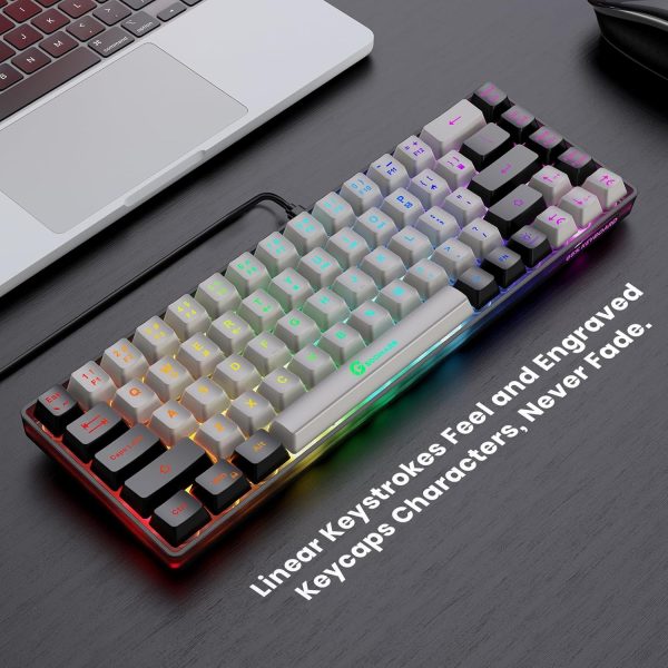 65% Gaming Keyboard, Wired Backlit Mini Keyboard, Ultra-Compact Anti-Ghosting No-Conflict 68 Keys Membrane Gaming Wired Keyboard for PC Laptop Windows Gamer - Image 2