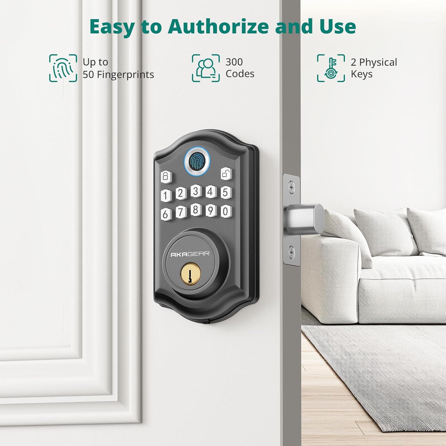DS10 Pro Keyless Entry Door Lock, Fingerprint Door Lock, Electronic Keypad Lock, Smart Deadbolt, Smart Locks for Front Door, Auto-Lock & One Touch Locking with Bluetooth - Matte Black - Image 3