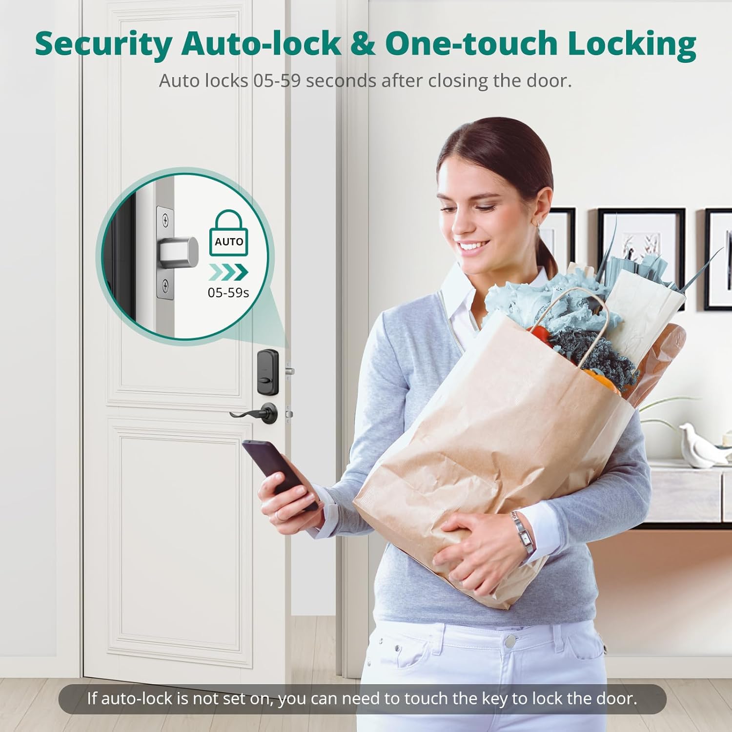 DS10 Pro Keyless Entry Door Lock, Fingerprint Door Lock, Electronic Keypad Lock, Smart Deadbolt, Smart Locks for Front Door, Auto-Lock & One Touch Locking with Bluetooth - Matte Black - Image 5