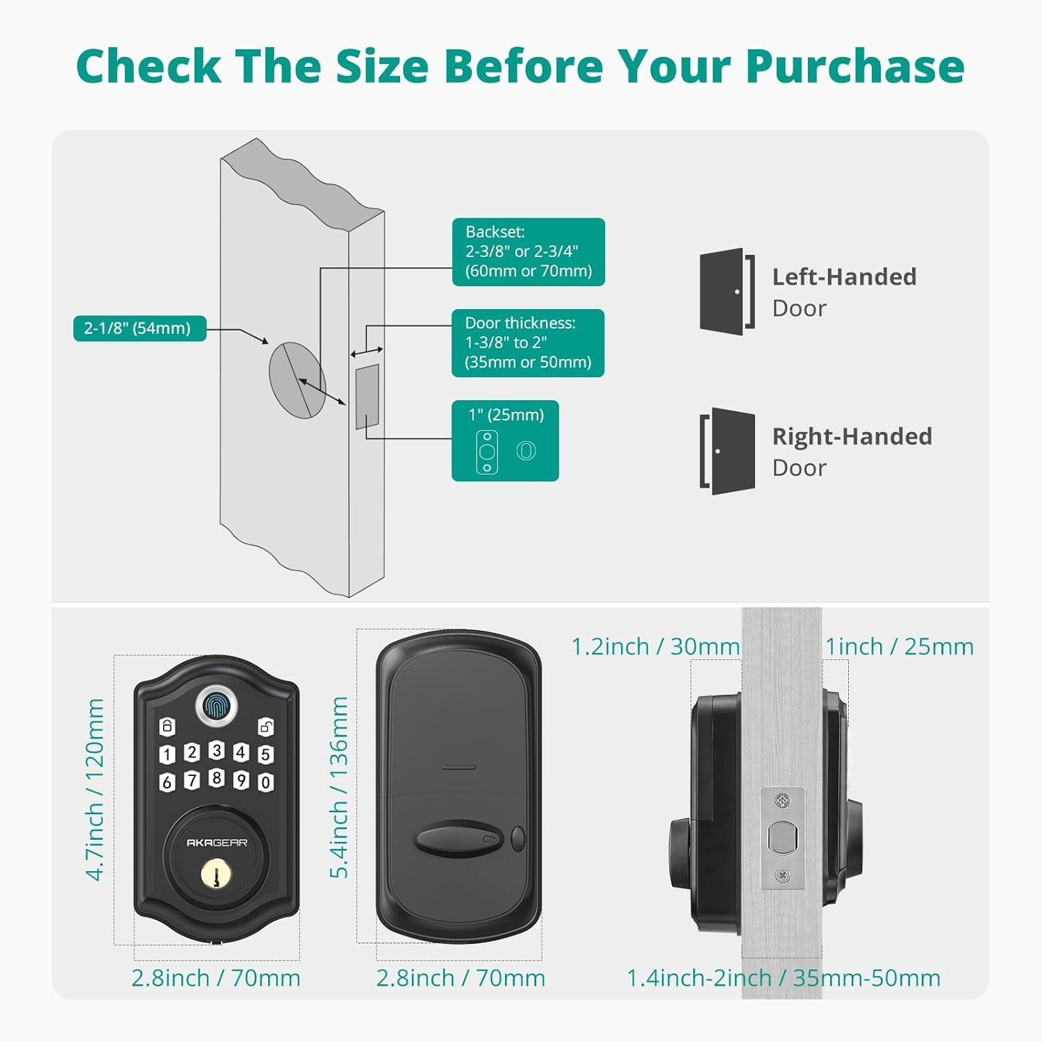 DS10 Pro Keyless Entry Door Lock, Fingerprint Door Lock, Electronic Keypad Lock, Smart Deadbolt, Smart Locks for Front Door, Auto-Lock & One Touch Locking with Bluetooth - Matte Black - Image 9