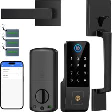 Smart Lock for Front Door,5-in-1 Keyless Entry Door Lock Deadbolt,APP Controll Keypad Deadbolt Lock with Handle,Smart Digital Code Deadbolt,Black